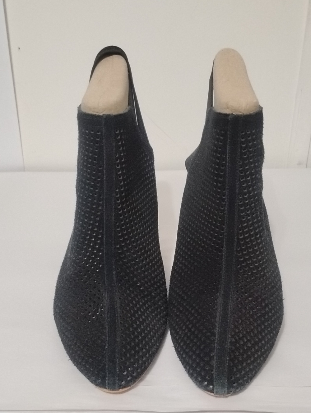 Marc Fisher *Relay* Perforated Black Slingback Slip-On Mules